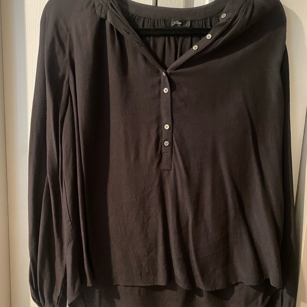 J. Crew Black Button-Down Blouse